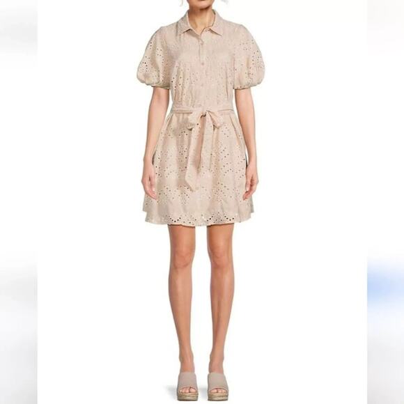NWT Sam Edelman Embroidered Eyelet Lace Mini Dress Puff Sleeve Size 16 READ! - Picture 4 of 13